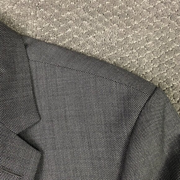 Gieves & Hawkes Blazer Sport Coat Men's 46L Silver Black Micro Dot Birdseye Wool - Picture 3 of 16